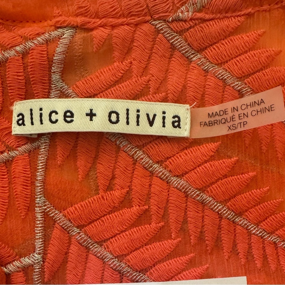 Alice + Olivia Women's 100% Silk Pullover Tunic Blouse, Coral Orange, Size XS/TP - Picture 12 of 13
